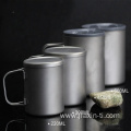 Titanium Double Wall Mug with Handle & Lid